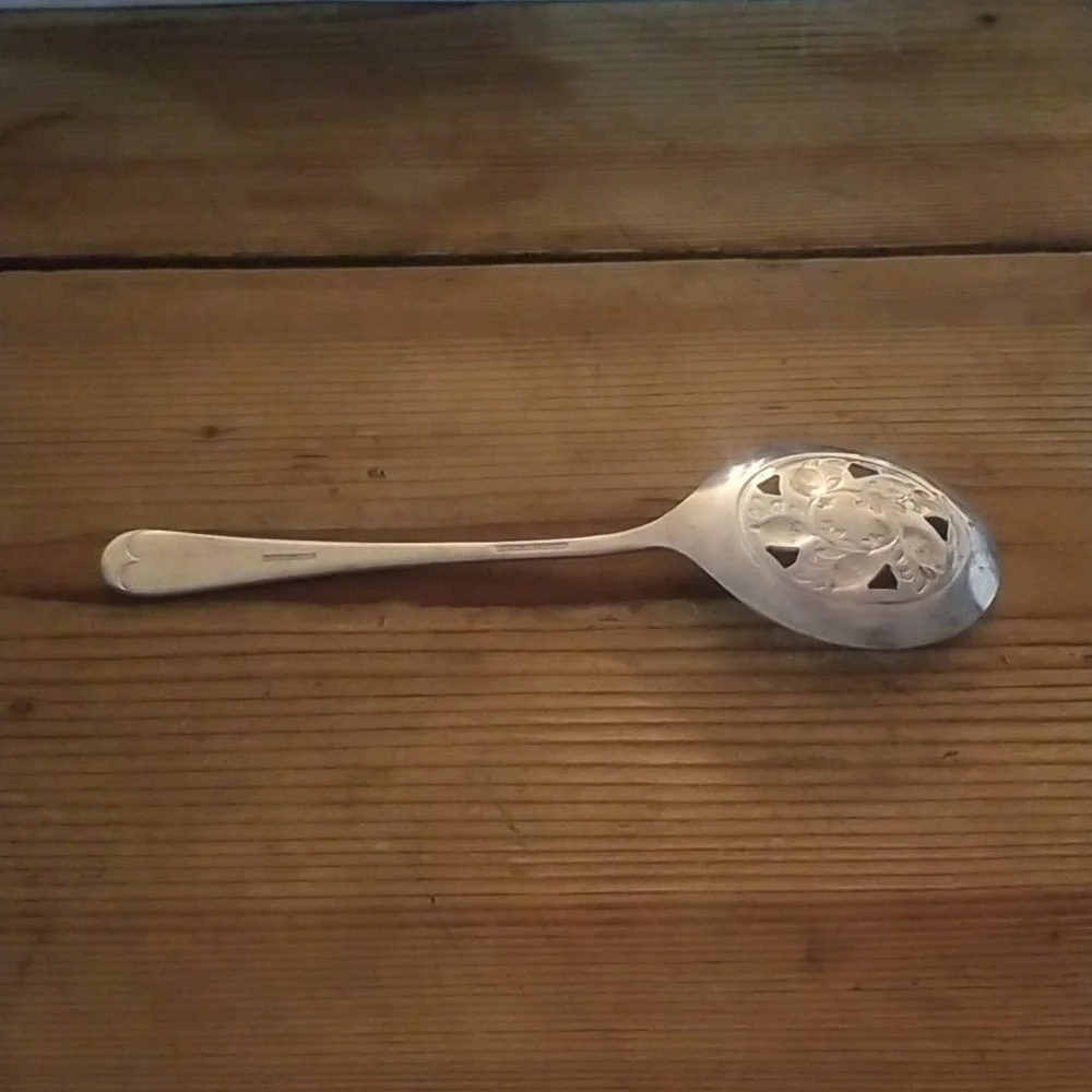 VTG Sheffield England Silver Plated Cranberry Spoon Server